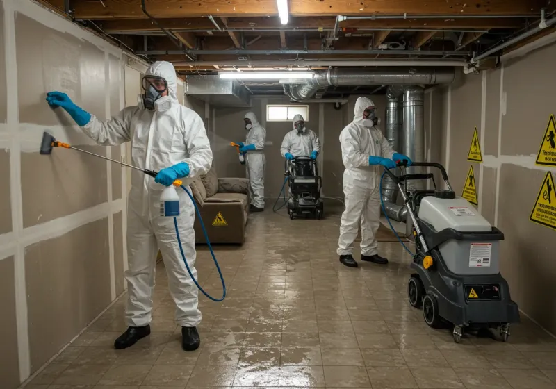 Basement Moisture Removal and Structural Drying process in Asheboro, NC